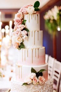 bruidstaart drip cake roze goud
