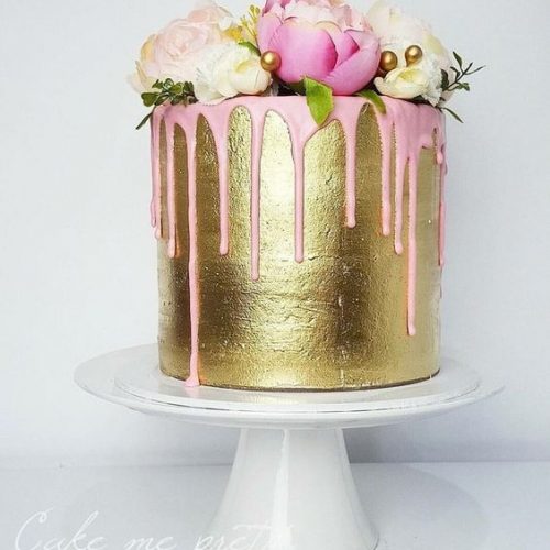 Bruidstaart drip cake metallic